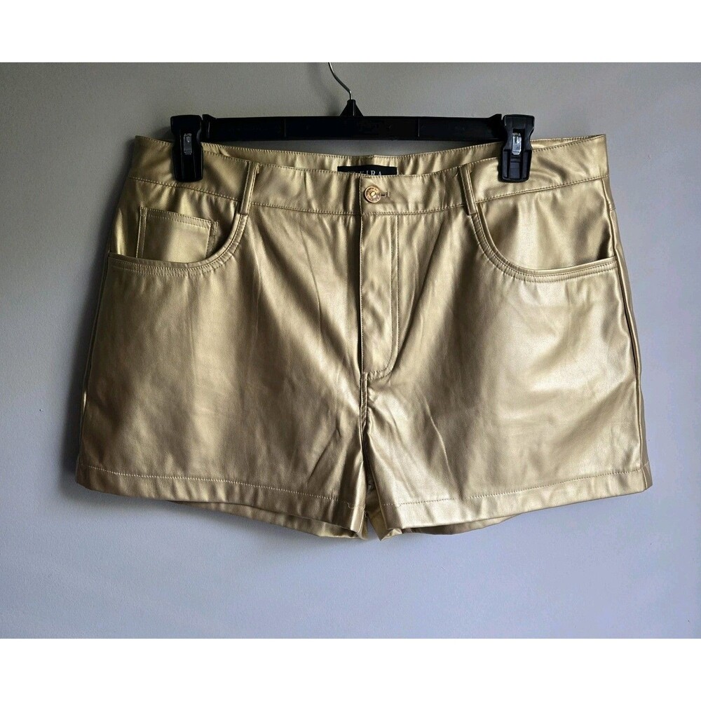 Akira Plus 1X Gold Faux Leather  Shorts High Rise Hot Pants Metallic Club Summer